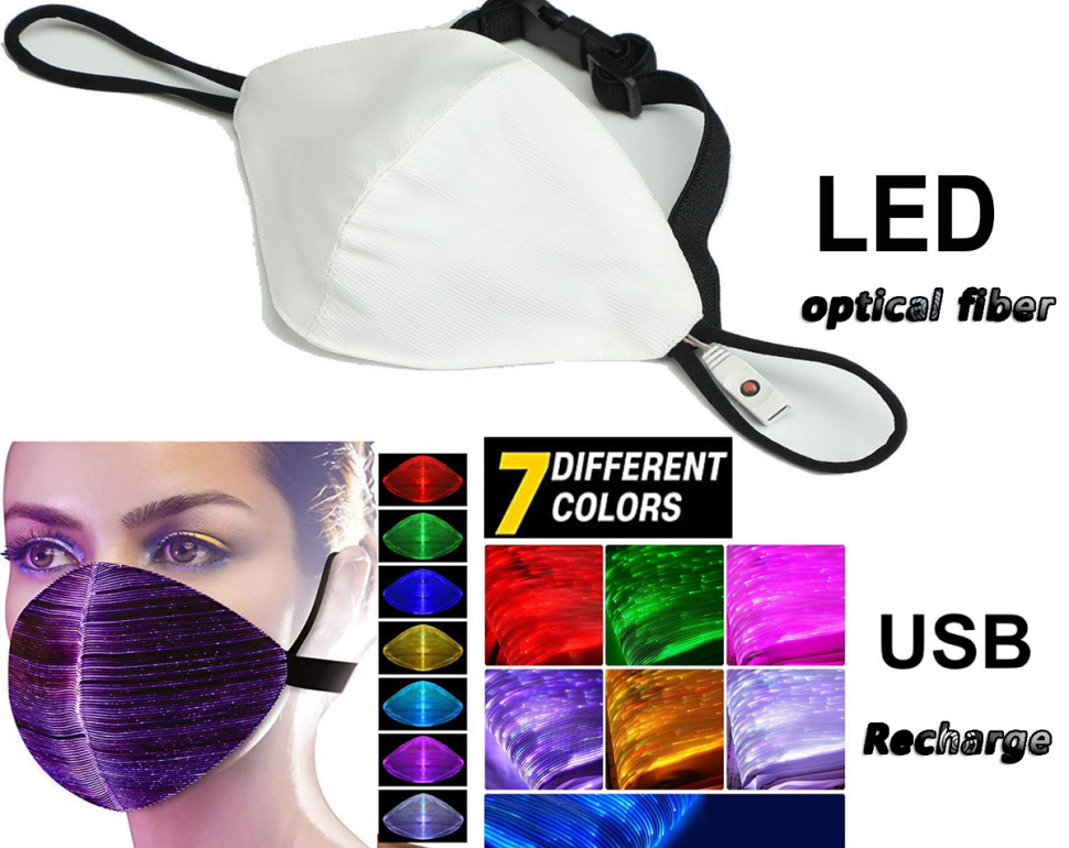 LED Rave Mask 7 Color Light up Face Mask