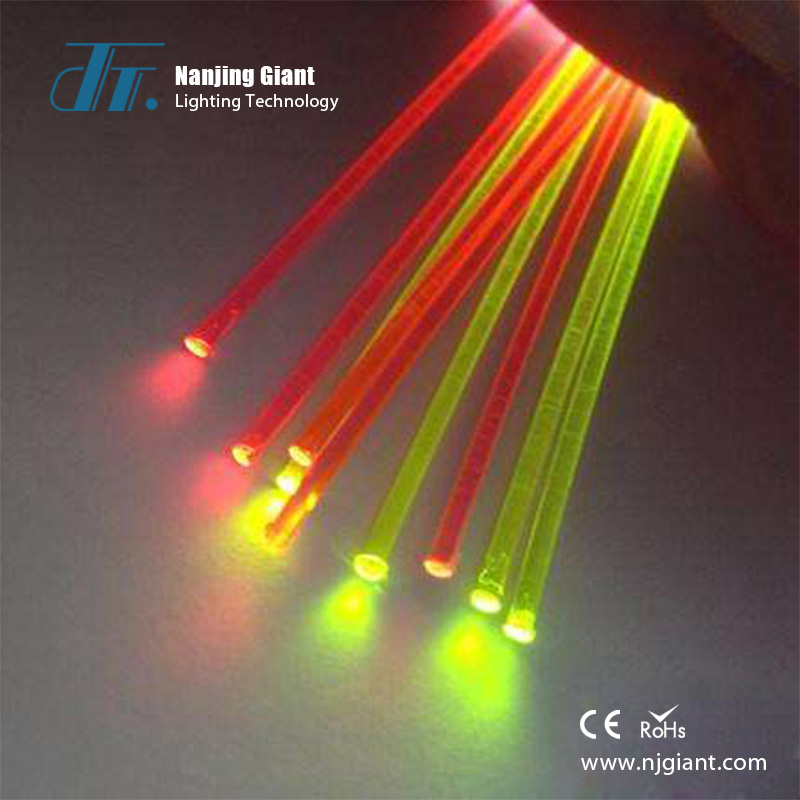 Fluorescent optical fiber luminous effect and application